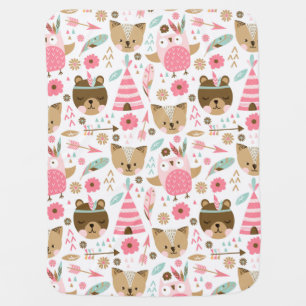 Teddy Boho Pink Plain Baby Blanket