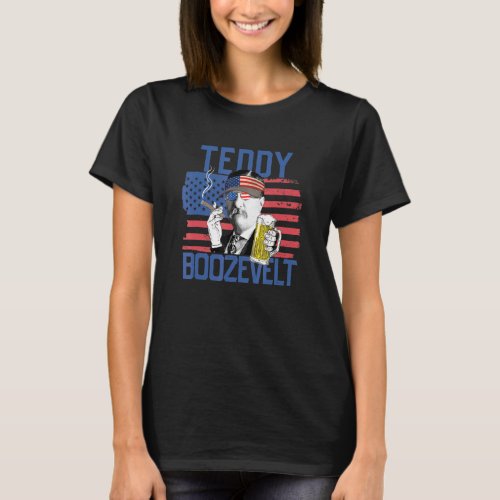 Teddy Boozevelt 4th Of July Drinking Theodore Roos T_Shirt