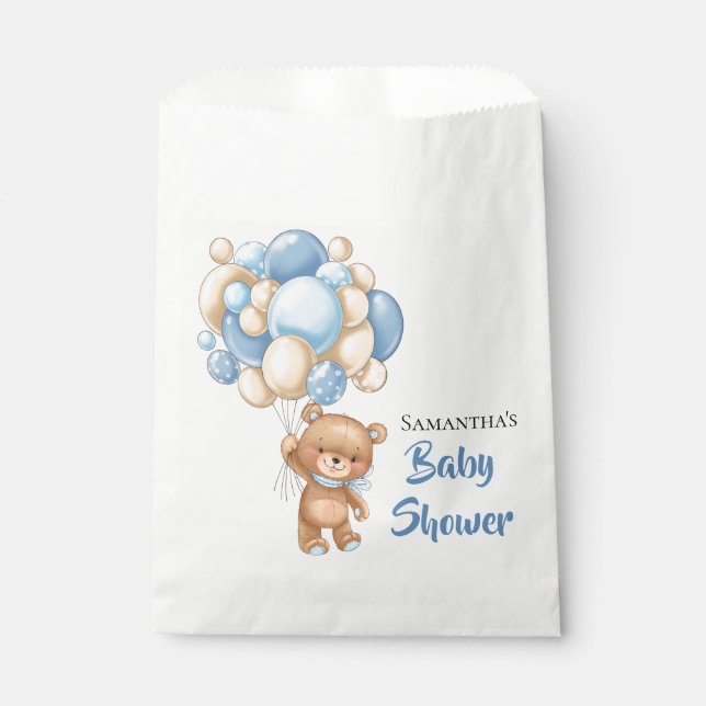 Teddy Boy Baby Shower -White Favor Bag (Front)