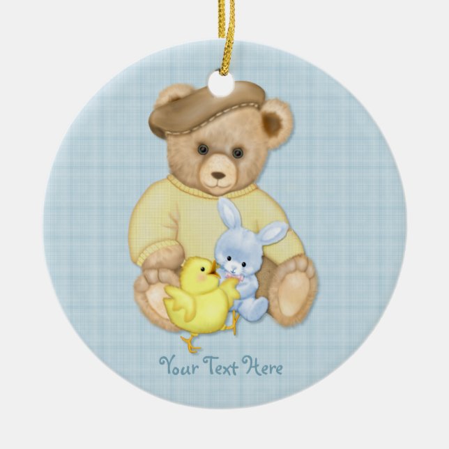 Teddy Boy Easter Ceramic Ornament (Front)