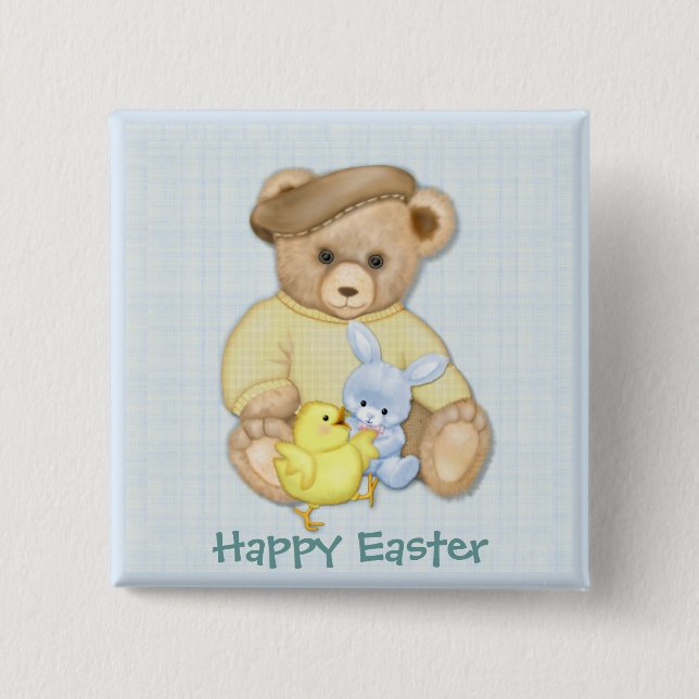 Teddy Boy - Easter Pinback Button (Front)