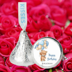 Teddy Boy Happy Birthday -White Hershey®'s Kisses®