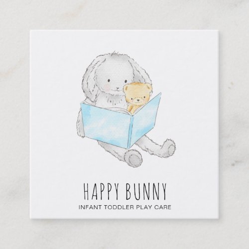  Teddy Bunny Rabbit Daycare Teacher Nanny Tutor Square Business Card