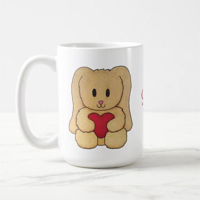 Teddy Bunny with cursive name personalized mug (Left)