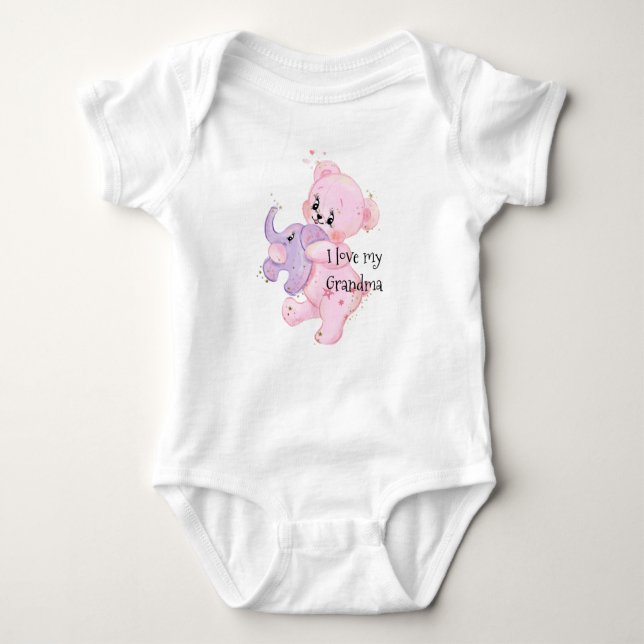 Teddy Carrying Elephant Bodysuit Personalized (Front)