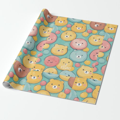 teddy colourful wrapping paper