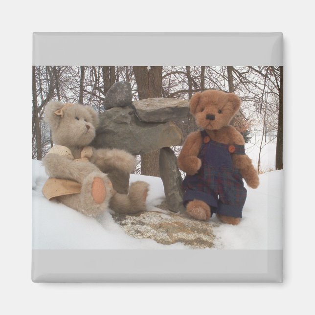 Teddy couple with Inuksuk Magnet (Front)