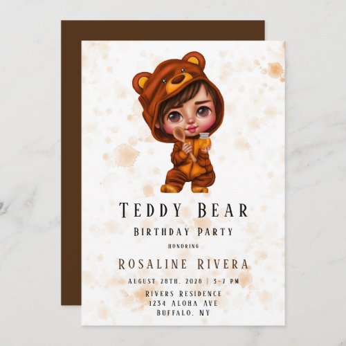 Teddy dear Honey Preteen Girl Birthday Party Invitation