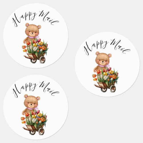 Teddy Foral  Happy Mail Rustic Baby Shower Labels