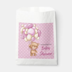 Teddy Girl Baby Shower -Pink and White Favor Bag
