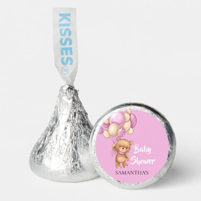 Teddy Girl Baby Shower -Pink Hershey®'s Kisses® (Front)