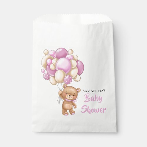Teddy Girl Baby Shower _White Favor Bag