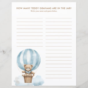 Teddy Graham Guess Game Baby Shower Answer Sheet