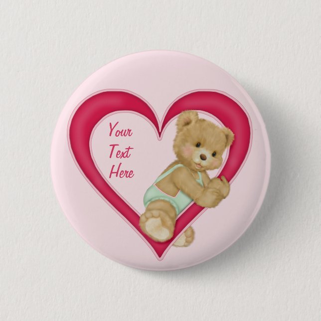 Teddy Heart - Customize Pinback Button (Front)
