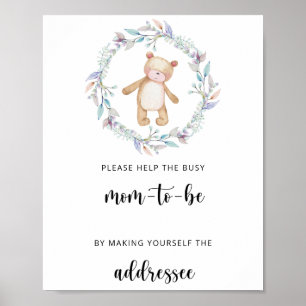Teddy Help the Busy Mom-to-Be Address an Envelope Poster