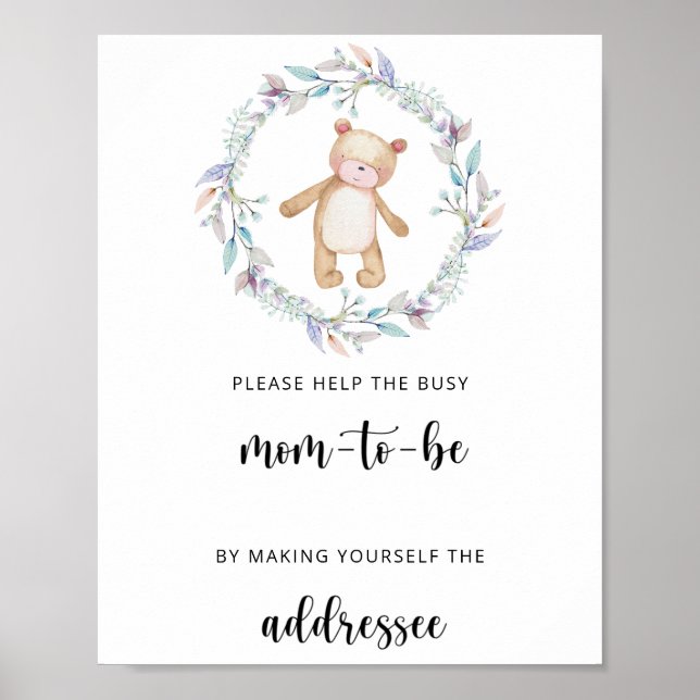  Teddy Help the Busy Mom-to-Be Address an Envelope Poster (Front)