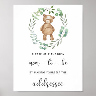 Teddy Help the Busy Mom-to-Be Address an Envelope Poster