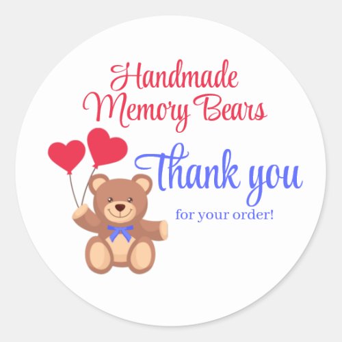 Teddy Memory Bear Thank you Business Classic Round Sticker