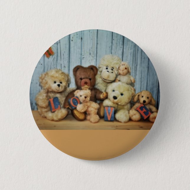 Teddy mit Freunde Button (Front)