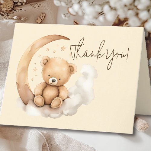 Teddy Moon Baby Shower Thank You Card