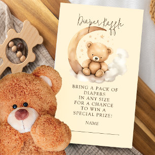 Teddy Moon Diaper Raffle Enclosure Card