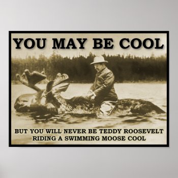 Teddy On A Moose Funny Poster by FunnyBusiness at Zazzle