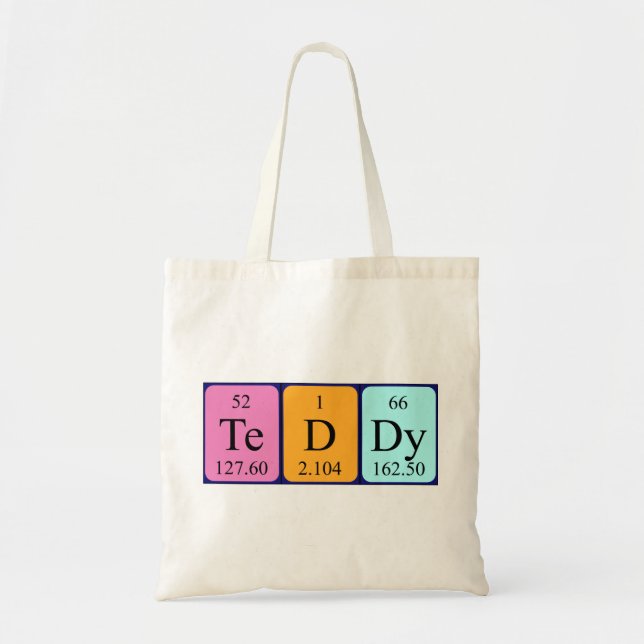 Teddy periodic table name tote bag (Front)