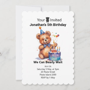 Teddy personalized birthday invitations