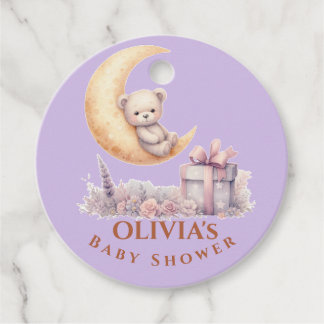 Teddy Pink Bear Girl Baby Shower Favor Tags