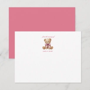 Teddy Pink bear Sweet Baby Shower note card
