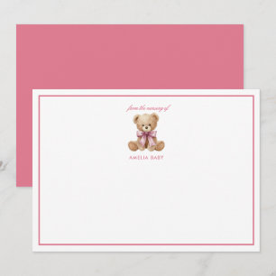 Teddy  Pink bear Sweet Baby Shower note card
