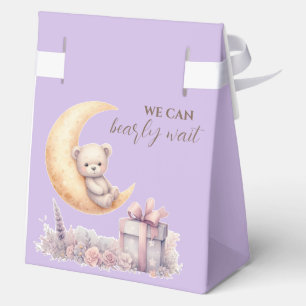 Teddy Pink Bear We Can Bearly Wait Favor Boxes