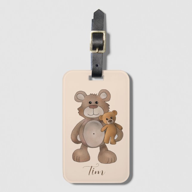 Teddy pocket luggage tag (Front Vertical)