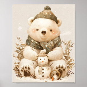 Teddy Polar Bear Nursery Wall Art Poster