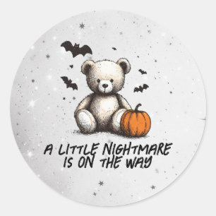 Teddy Pumpkin Baby Shower Classic Round Sticker