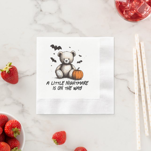 Teddy Pumpkin Baby Shower Napkins (Insitu)