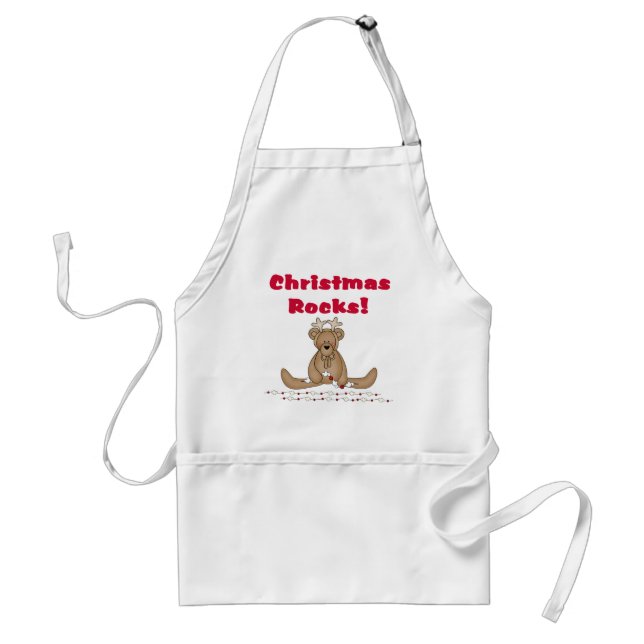 Teddy Reindeer Christmas Rocks Adult Apron (Front)