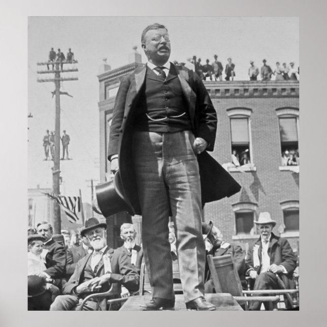 Teddy Roosevelt Addresses Crowd in 1905 Vintage Poster (Front)