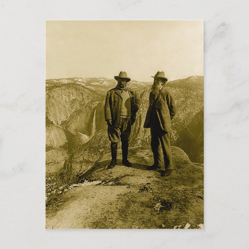 Teddy Roosevelt and John Muir at Glacier Point Postcard