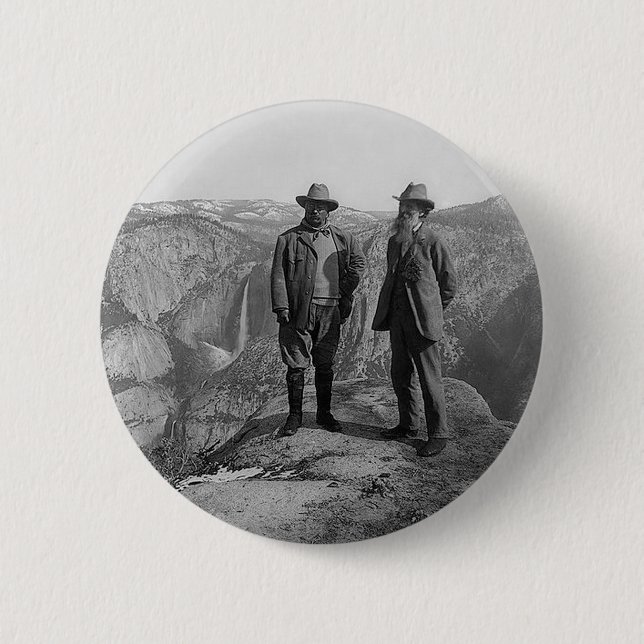 Teddy Roosevelt and John Muir  in Yosemite Button (Front)
