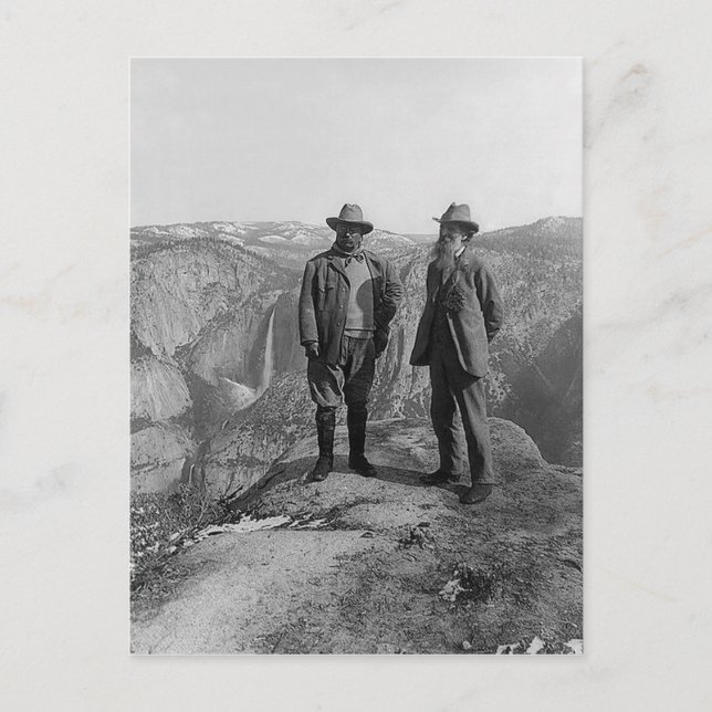 Teddy Roosevelt and John Muir  in Yosemite Postcard (Front)