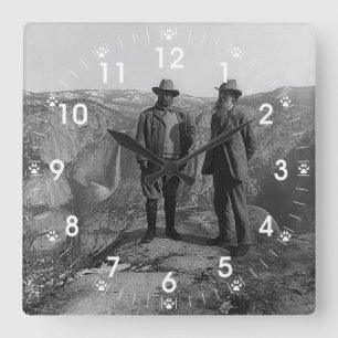 Teddy Roosevelt and John Muir in Yosemite Square Wall Clock