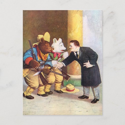 Teddy Roosevelt and the Roosevelt Bear Cowboys Postcard