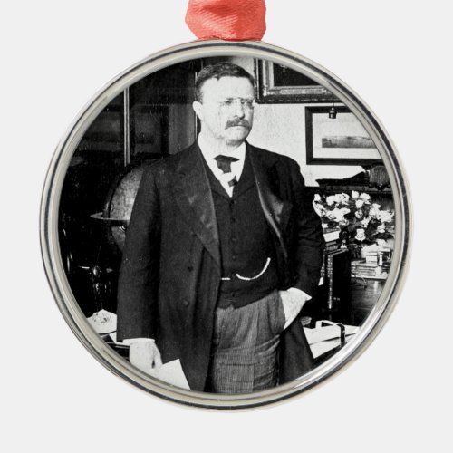 Teddy Roosevelt at the White House 1912 Vintage Metal Ornament