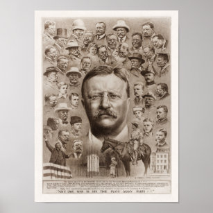 Teddy Roosevelt Collage Of Life - 1923 Poster