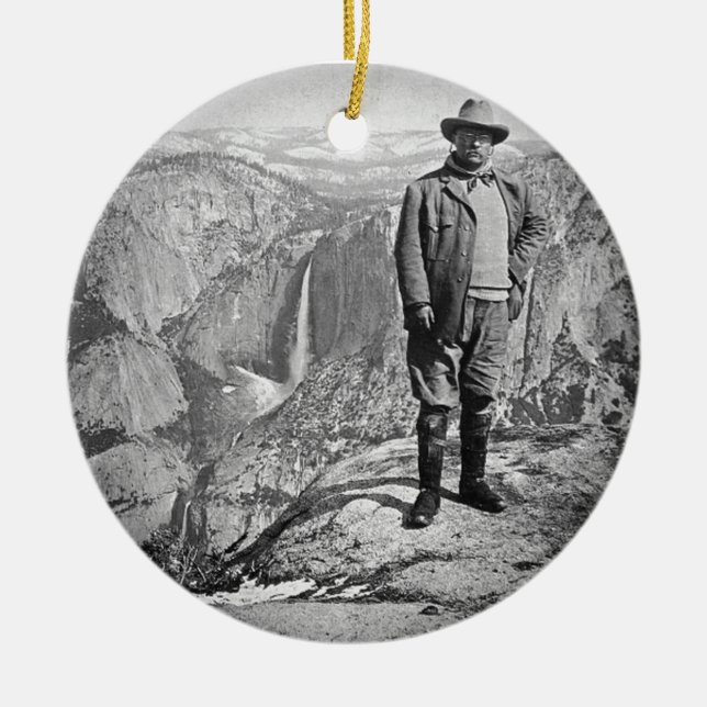 Teddy Roosevelt Glacier Point Yosemite Valley CA Ceramic Ornament (Front)