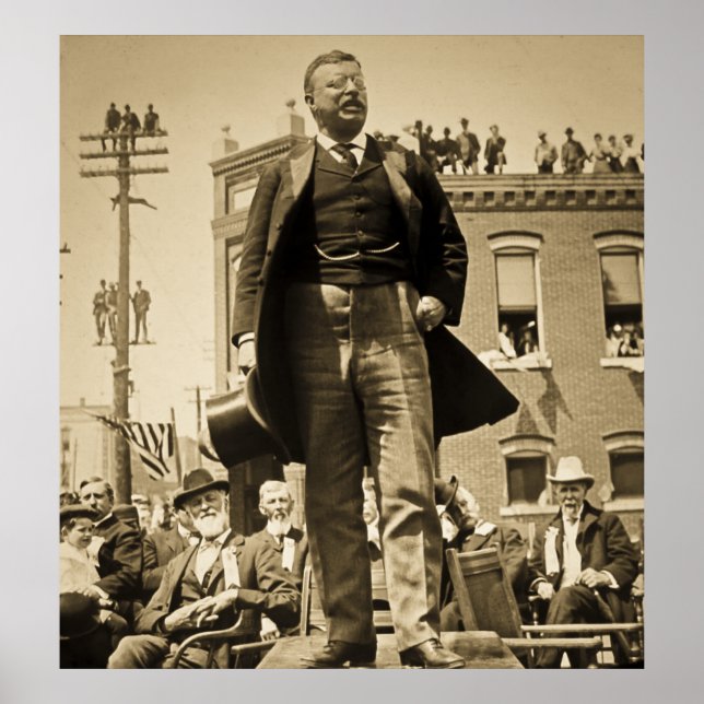 Teddy Roosevelt Speaks 1905 Vintage Poster (Front)