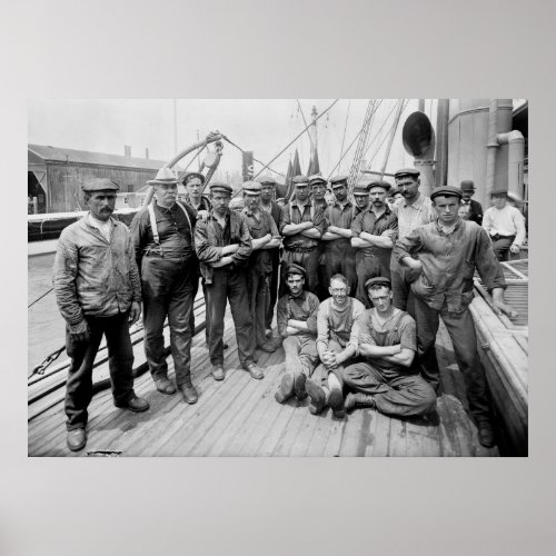Teddy Roosevelt with Crew early 1900s Poster