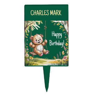 Teddy’s First Birthday Swing Party  Cake Topper