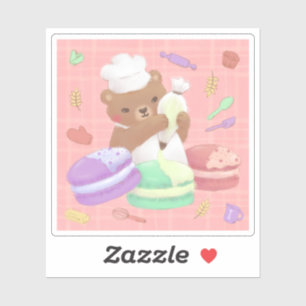 Teddy the Baker with Macarons Sticker